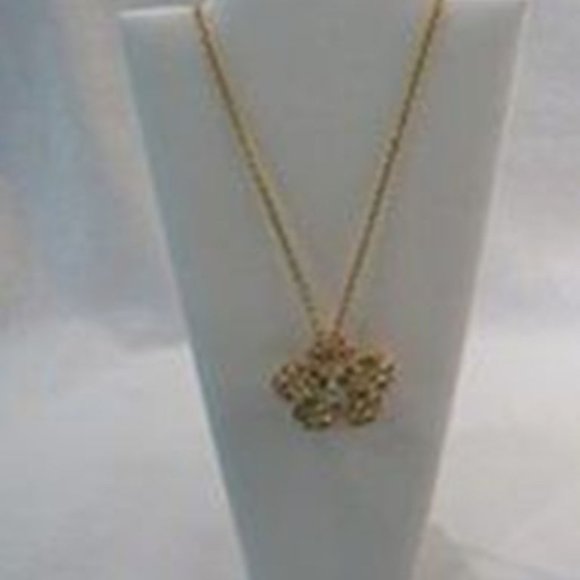 Nolan Miller Designer Gold-tone Pavé Flower Pin Brooch Pendant & 16 In Necklace - Picture 1 of 10